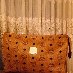 MCM Tan Nubuck Clutch